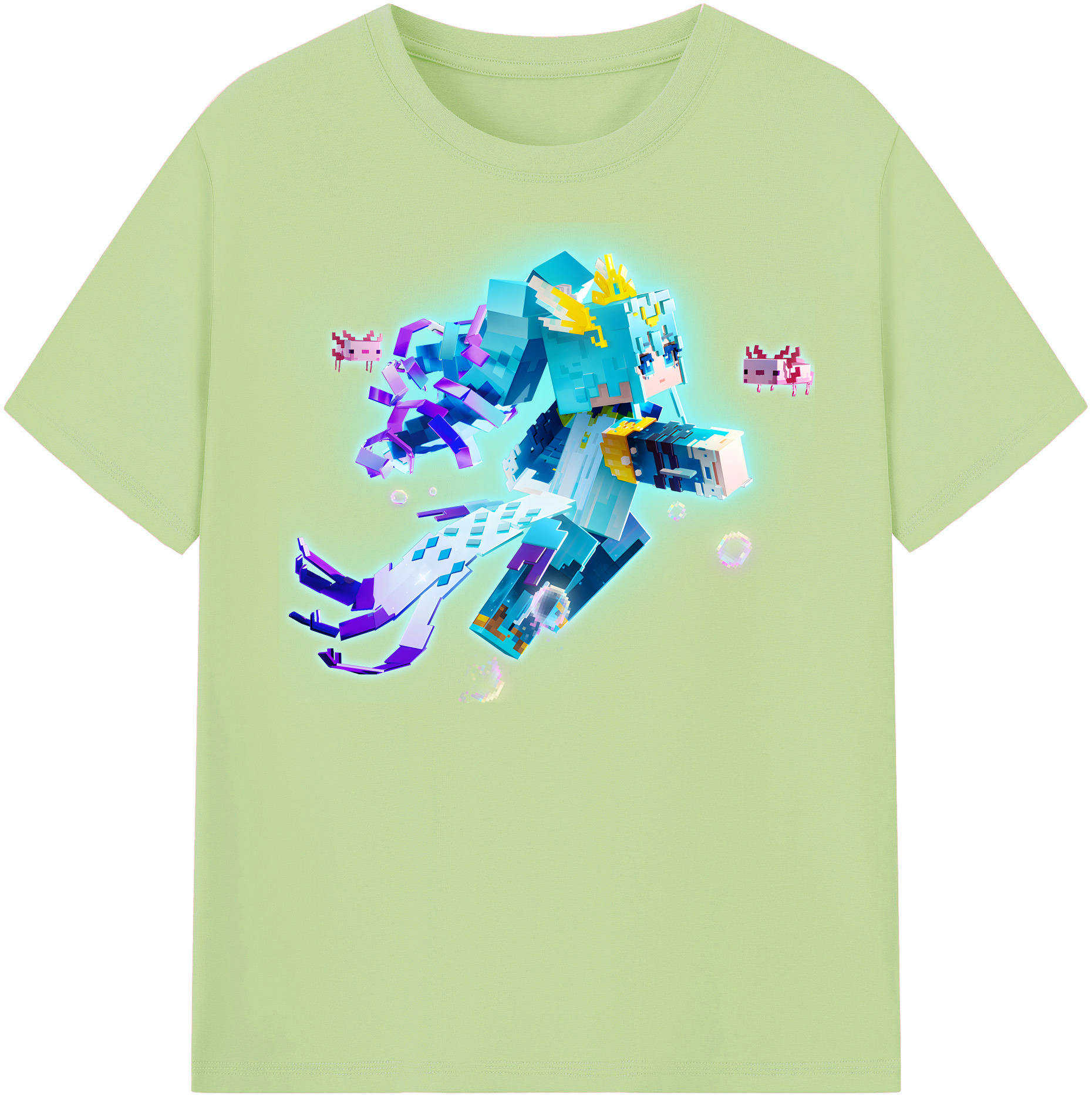 （画像用） マインクラフト ブロックの世界 Minecraft MC Block world 綿100％半袖Tシャツ（フロントプリント）